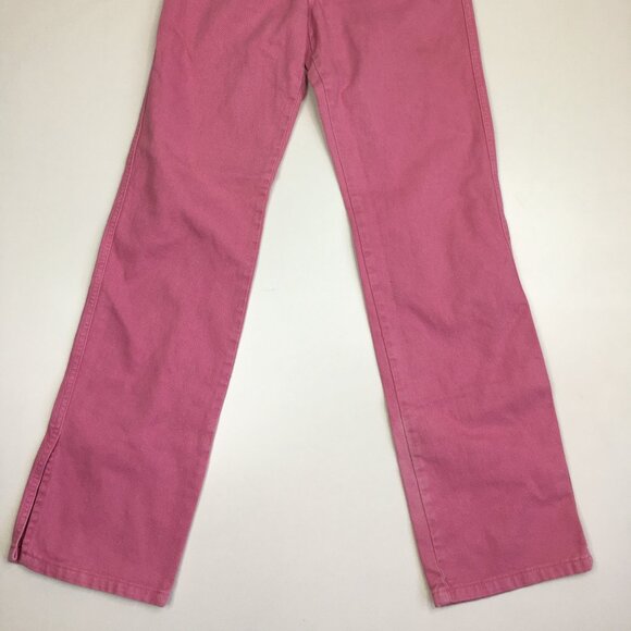 BDG URBAN OUTFITTERS Pink Slit Hem 5 Pocket Logo Hardware High Rise Waist Jeans - Picture 7 of 12